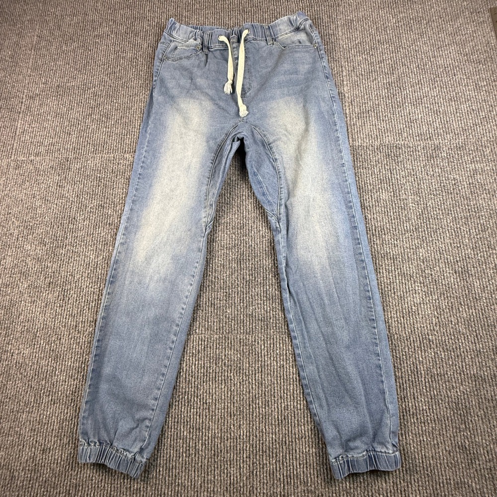Victorious Los Angeles Womens Size XL Light Wash Denim Jogger Elastic Waist Blue